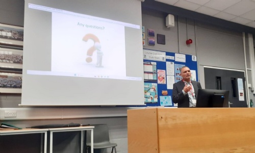 Dr Roy presenting in the study room